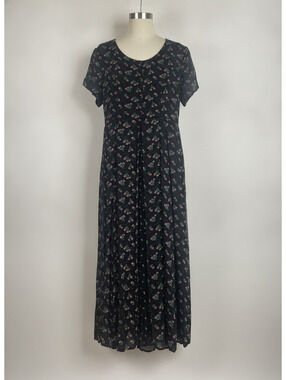 Indira 90’s vintage whimsigoth rayon 90’s mom Black Floral mixed media medium